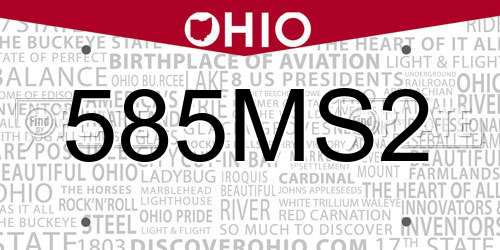 585MS2 Ohio License Plate