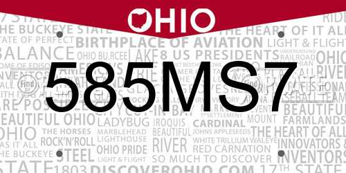 585MS7 Ohio License Plate