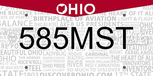 585MST Ohio License Plate