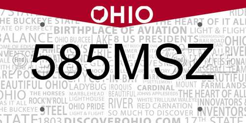 585MSZ Ohio License Plate