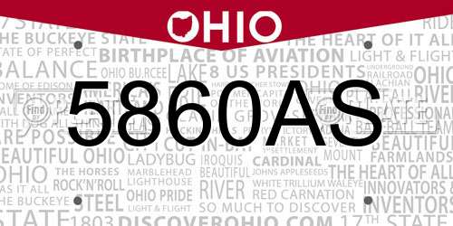 5860AS Ohio License Plate