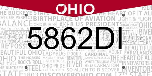 5862DI Ohio License Plate