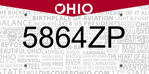 5864ZP Ohio License Plate