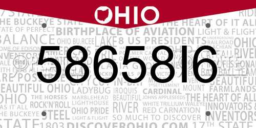 58658I6 Ohio License Plate
