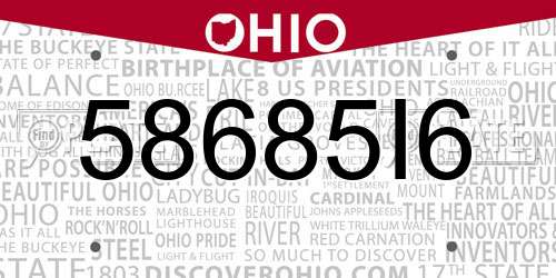 58685I6 Ohio License Plate