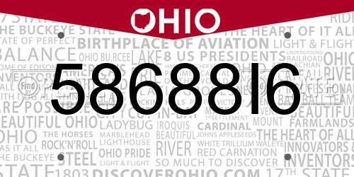 58688I6 Ohio License Plate
