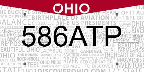 586ATP Ohio License Plate