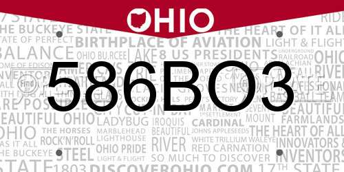 586BO3 Ohio License Plate