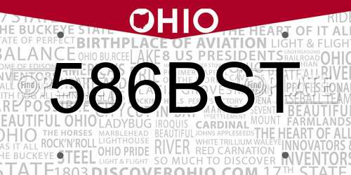 586BST Ohio License Plate