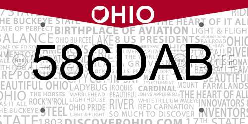 586DAB Ohio License Plate