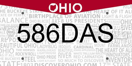 586DAS Ohio License Plate