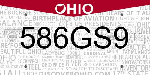 586GS9 Ohio License Plate
