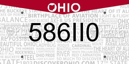 586II0 Ohio License Plate