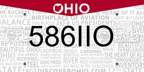 586IIO Ohio License Plate