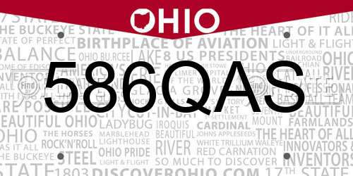 586QAS Ohio License Plate