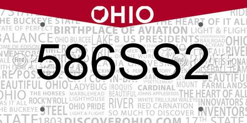 586SS2 Ohio License Plate