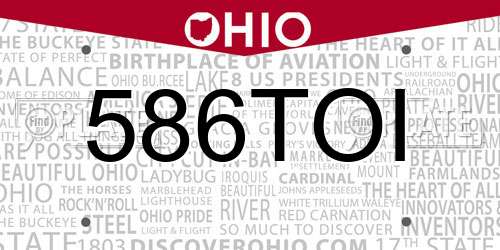 586TOI Ohio License Plate