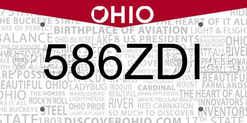 586ZDI Ohio License Plate