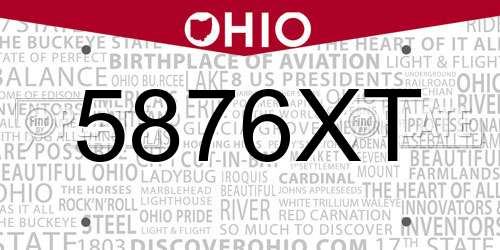 5876XT Ohio License Plate