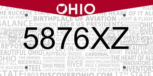 5876XZ Ohio License Plate