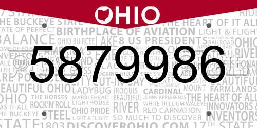 5879986 Ohio License Plate