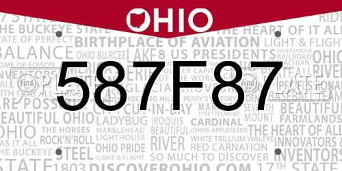 587F87 Ohio License Plate