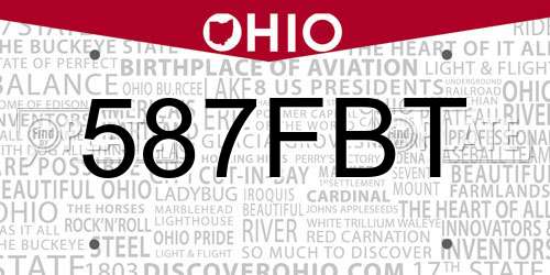 587FBT Ohio License Plate