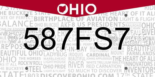 587FS7 Ohio License Plate