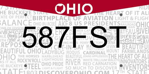 587FST Ohio License Plate