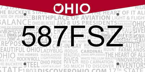 587FSZ Ohio License Plate