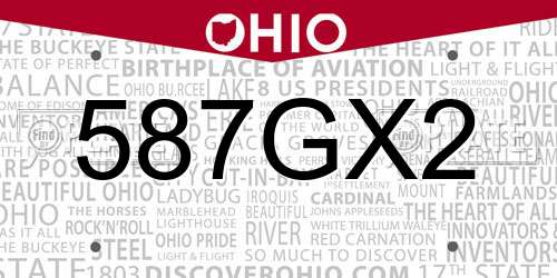 587GX2 Ohio License Plate
