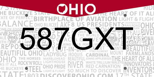 587GXT Ohio License Plate