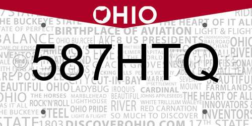 587HTQ Ohio License Plate