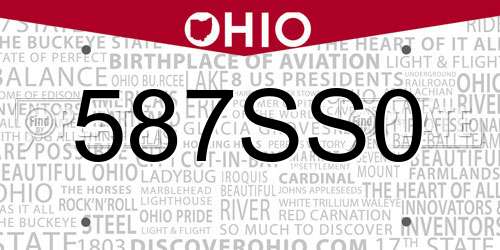 587SS0 Ohio License Plate