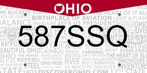587SSQ Ohio License Plate