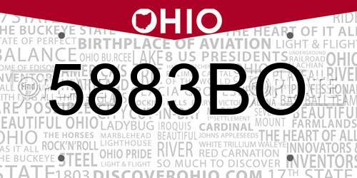 5883BO Ohio License Plate