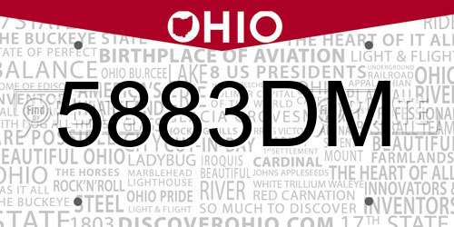 5883DM Ohio License Plate