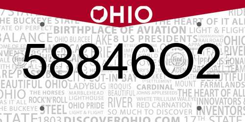 58846O2 Ohio License Plate