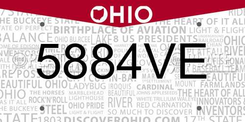 5884VE Ohio License Plate