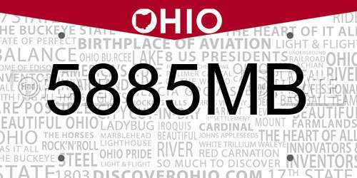 5885MB Ohio License Plate