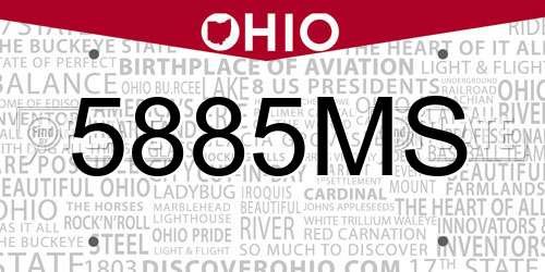 5885MS Ohio License Plate