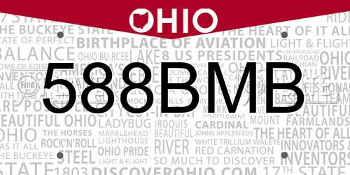 588BMB Ohio License Plate