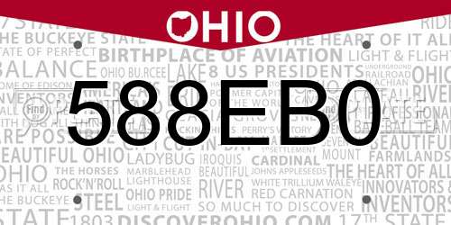 588EB0 Ohio License Plate