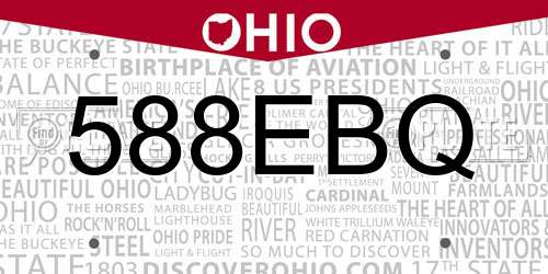 588EBQ Ohio License Plate