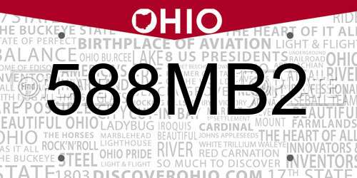 588MB2 Ohio License Plate