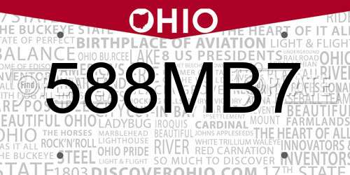 588MB7 Ohio License Plate
