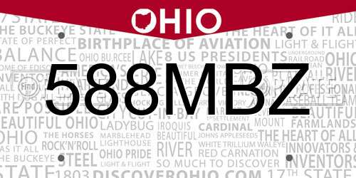 588MBZ Ohio License Plate