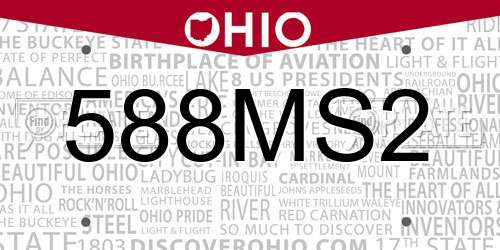 588MS2 Ohio License Plate
