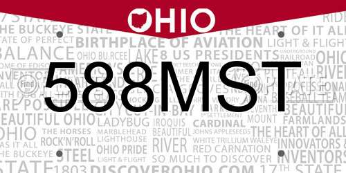 588MST Ohio License Plate