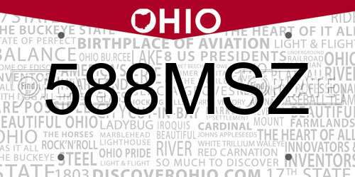 588MSZ Ohio License Plate